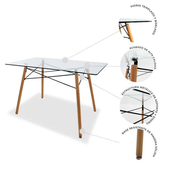 Comedor Mesa Oslo Cristal T5