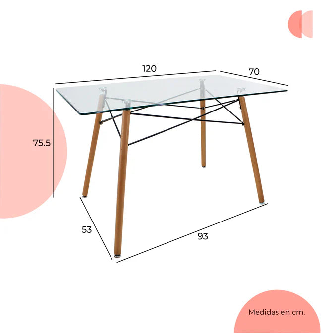 Comedor Mesa Oslo Cristal T5
