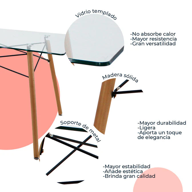 Comedor Mesa Oslo Cristal T5
