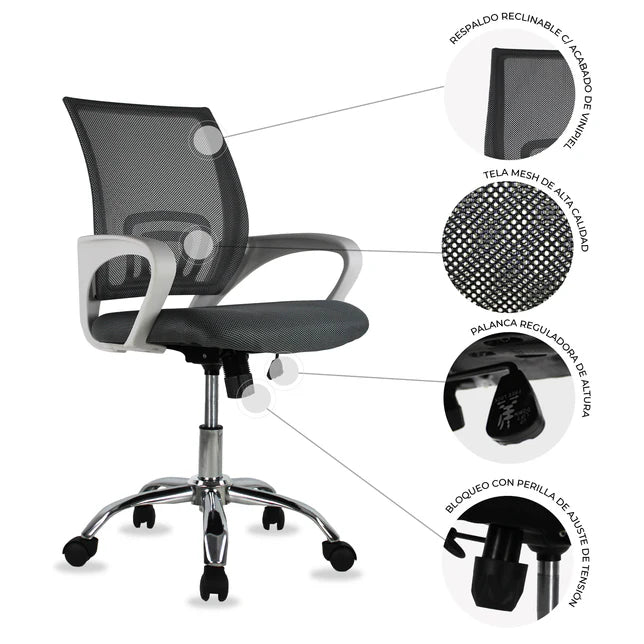 Silla Ejecutiva 107W Mesh Gris